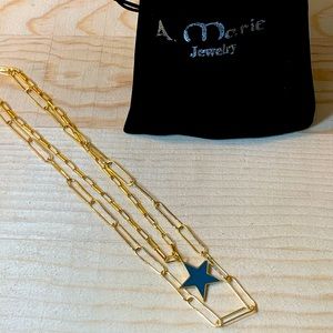 NWT Gold Tone Double Chain Star Charm Necklace